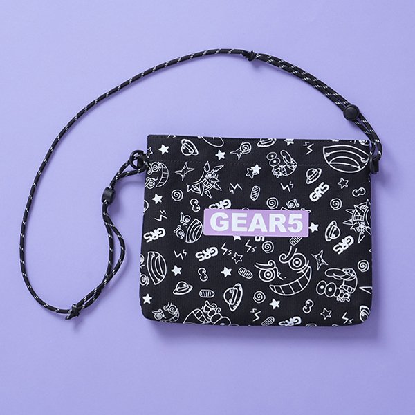 One Piece GEAR5 Total Pattern Cross Bag - Black
