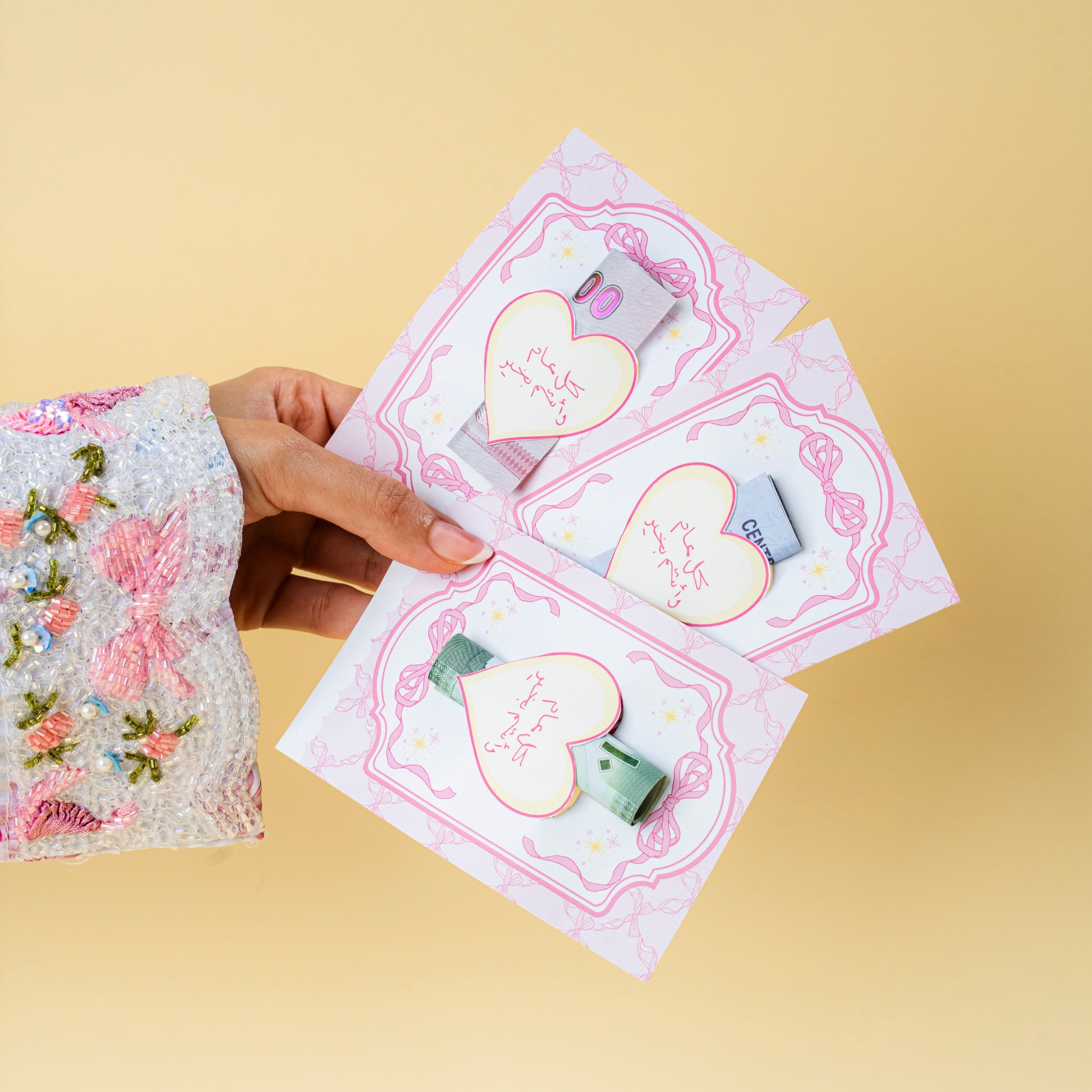 38 Ribbon Heart Eidiya Envelope - 10 Pieces - Image 1